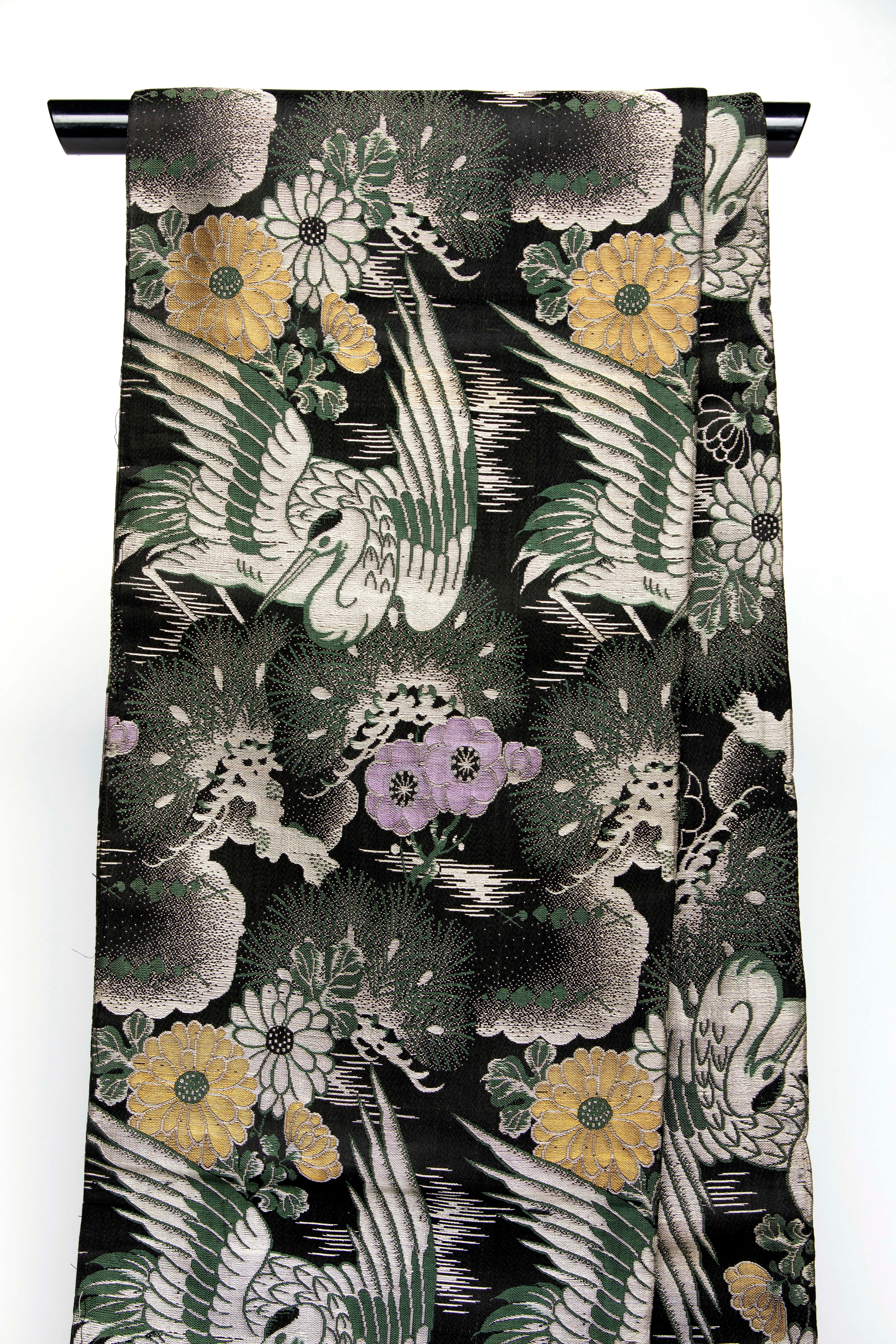 Meiji Japanese Silk Brocade Obi For Sale
