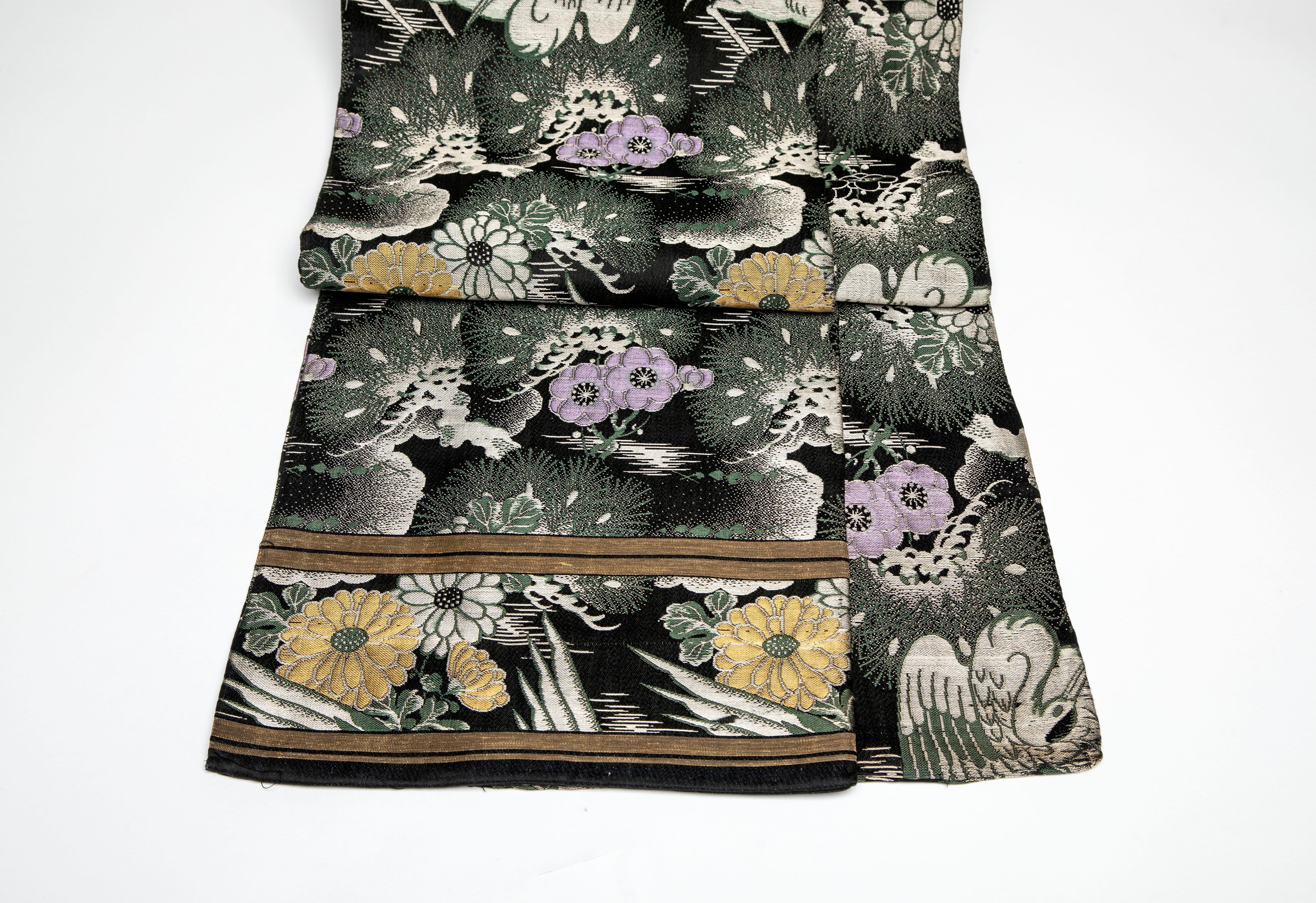 Woven Japanese Silk Brocade Obi For Sale
