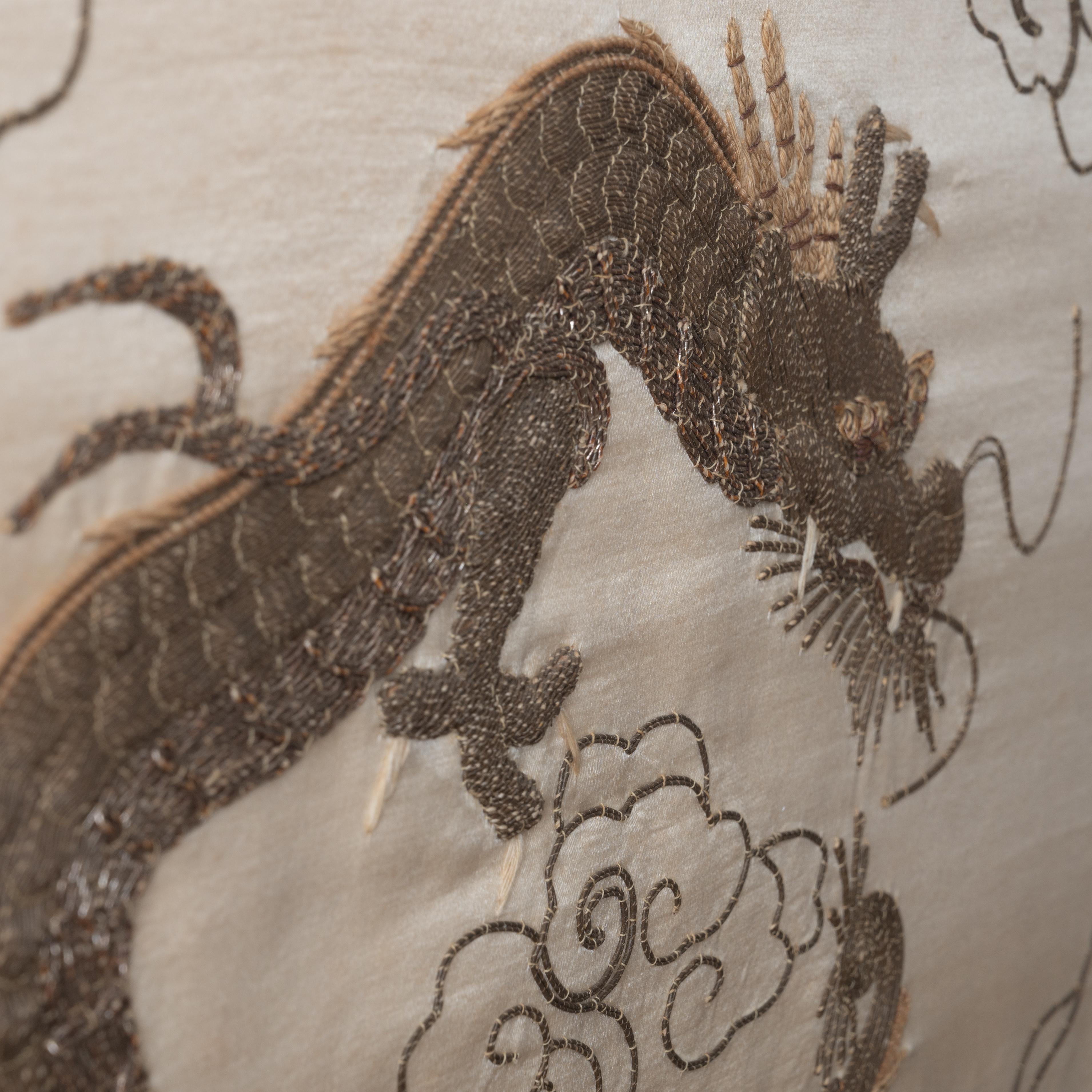 Japanese Silk Dragon Embroidery, 19th Century For Sale 3