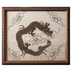 Japanese Silk Dragon Embroidery, 19th Century