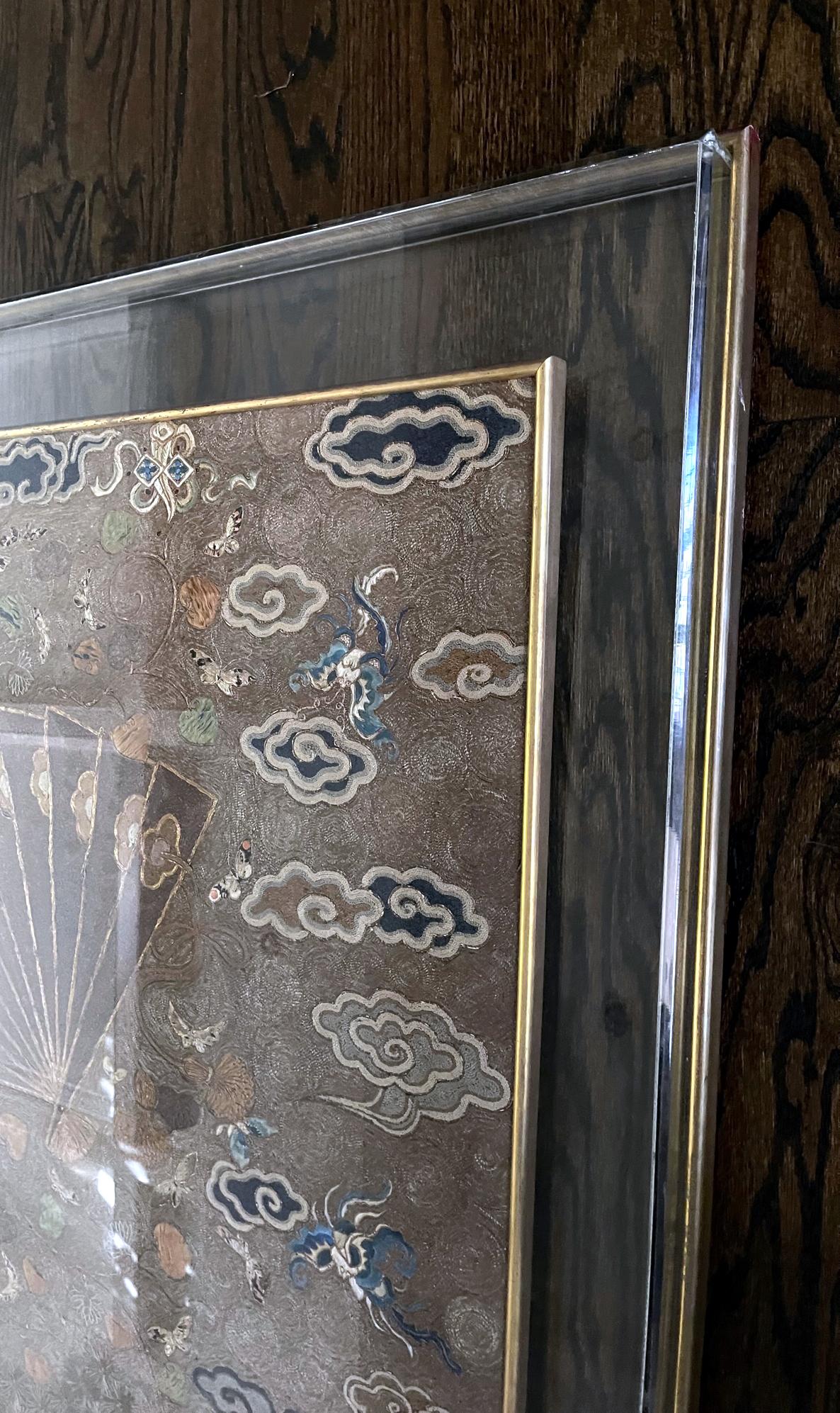 Tapisserie brodée en soie japonaise Période Meiji en vente 10