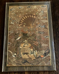Japanese Silk Embroidery Tapestry Meiji Period