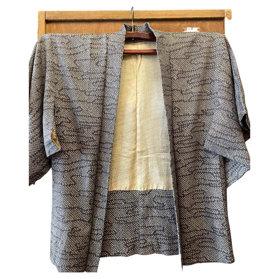 Japanese Silk Haori Jacket for Men 1950s Small Fans For Sale at 1stDibs