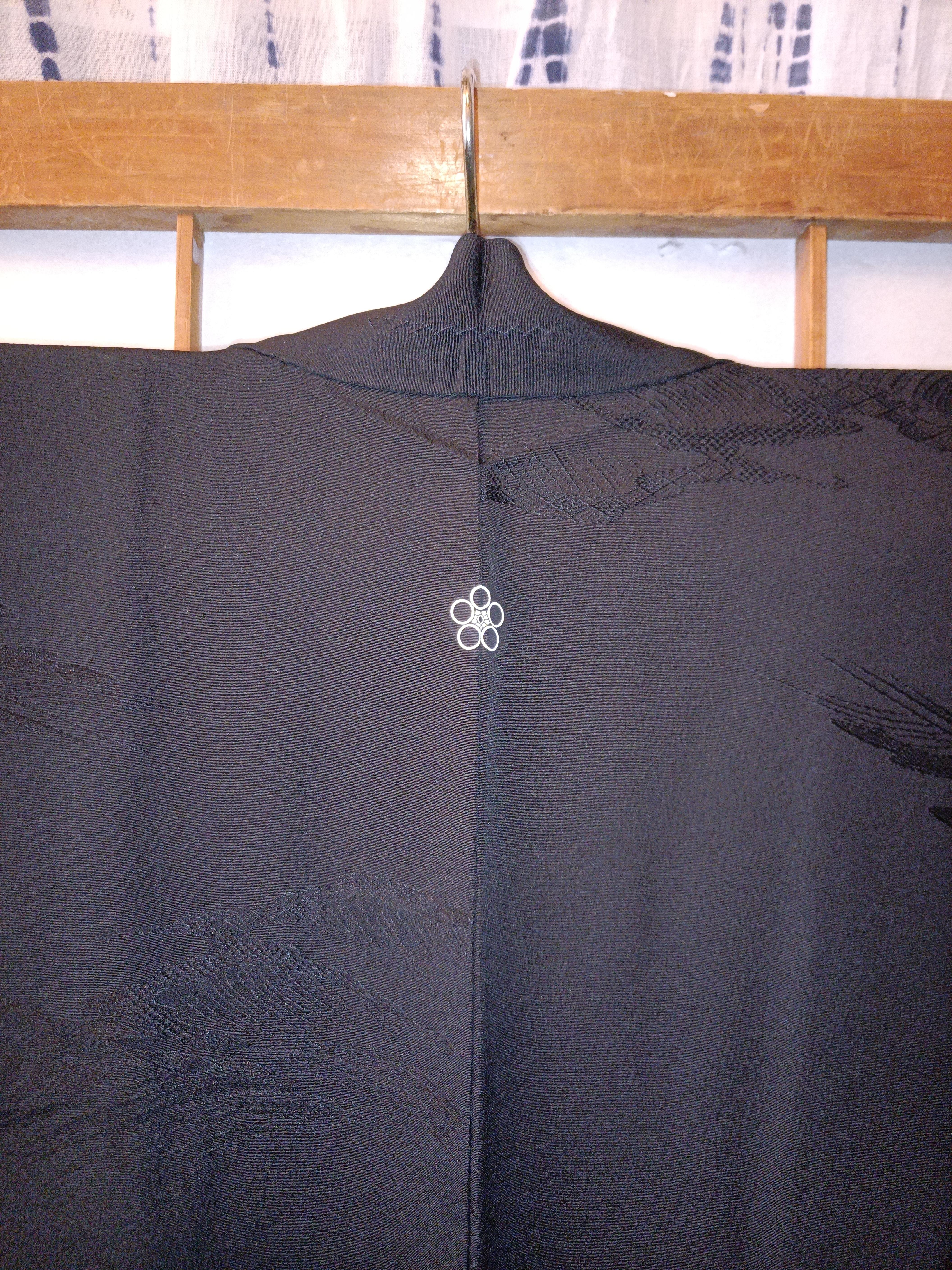 Japanese silk haori jacket black For Sale 1