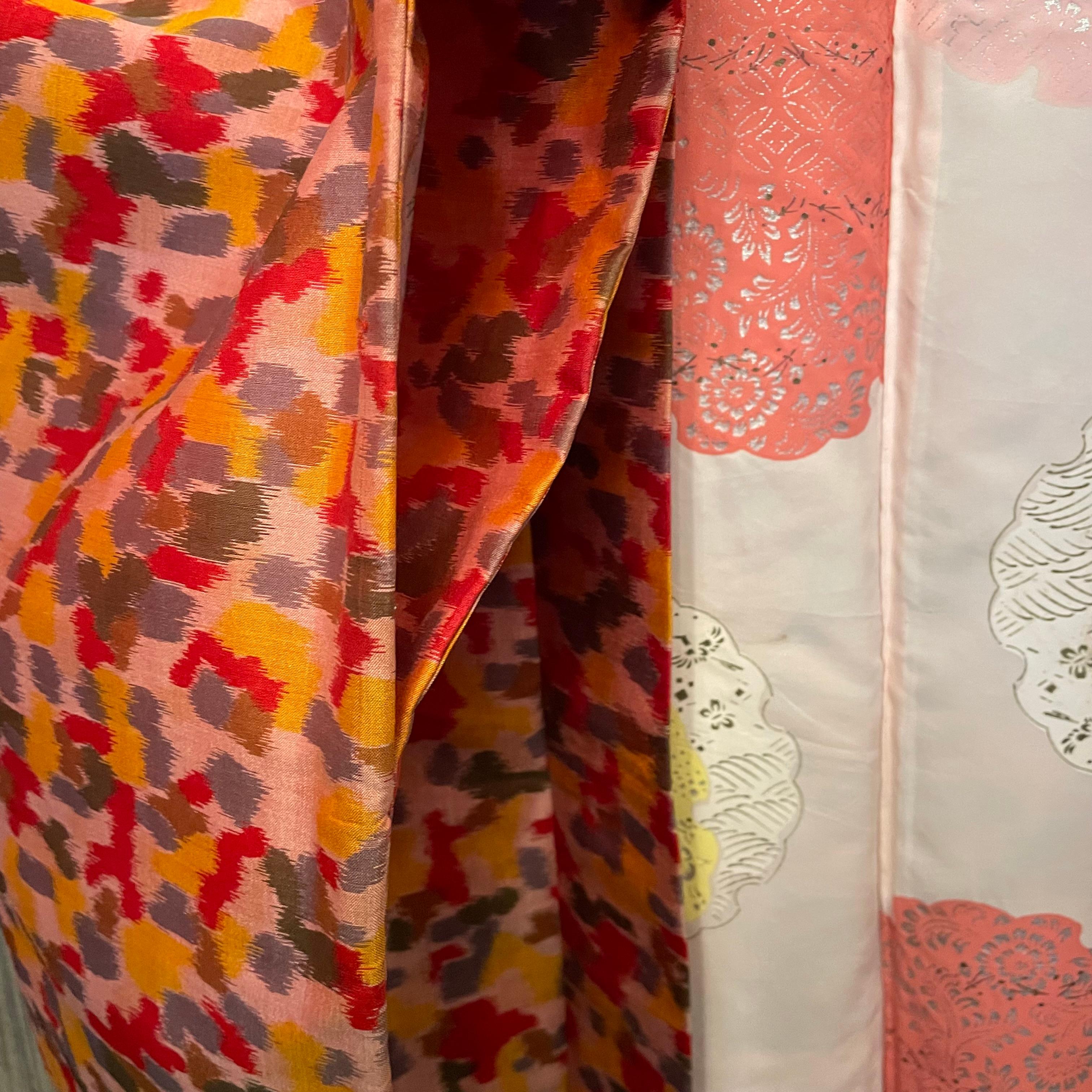 Japanese Silk Haori Jacket Colorful Polka-dots 1980s For Sale 5