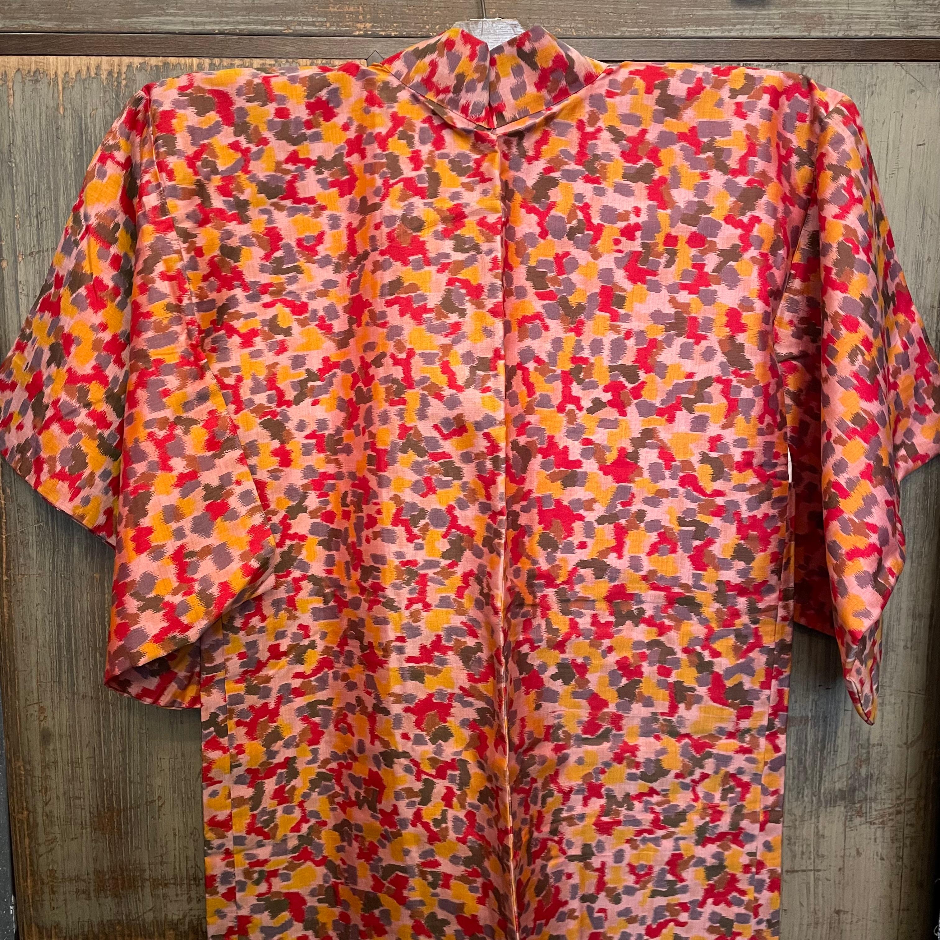 Hand-Crafted Japanese Silk Haori Jacket Colorful Polka-dots 1980s For Sale