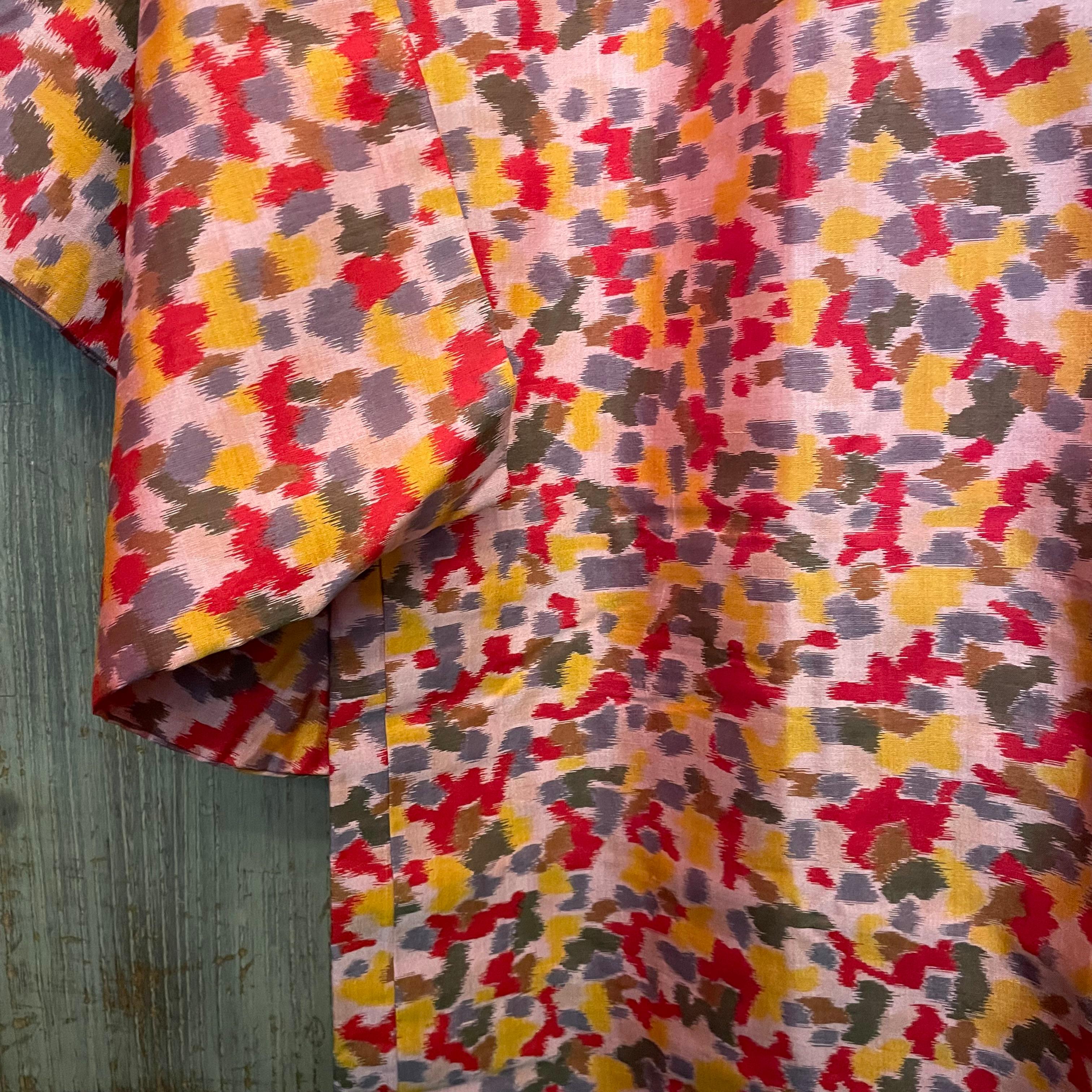 Japanese Silk Haori Jacket Colorful Polka-dots 1980s For Sale 1