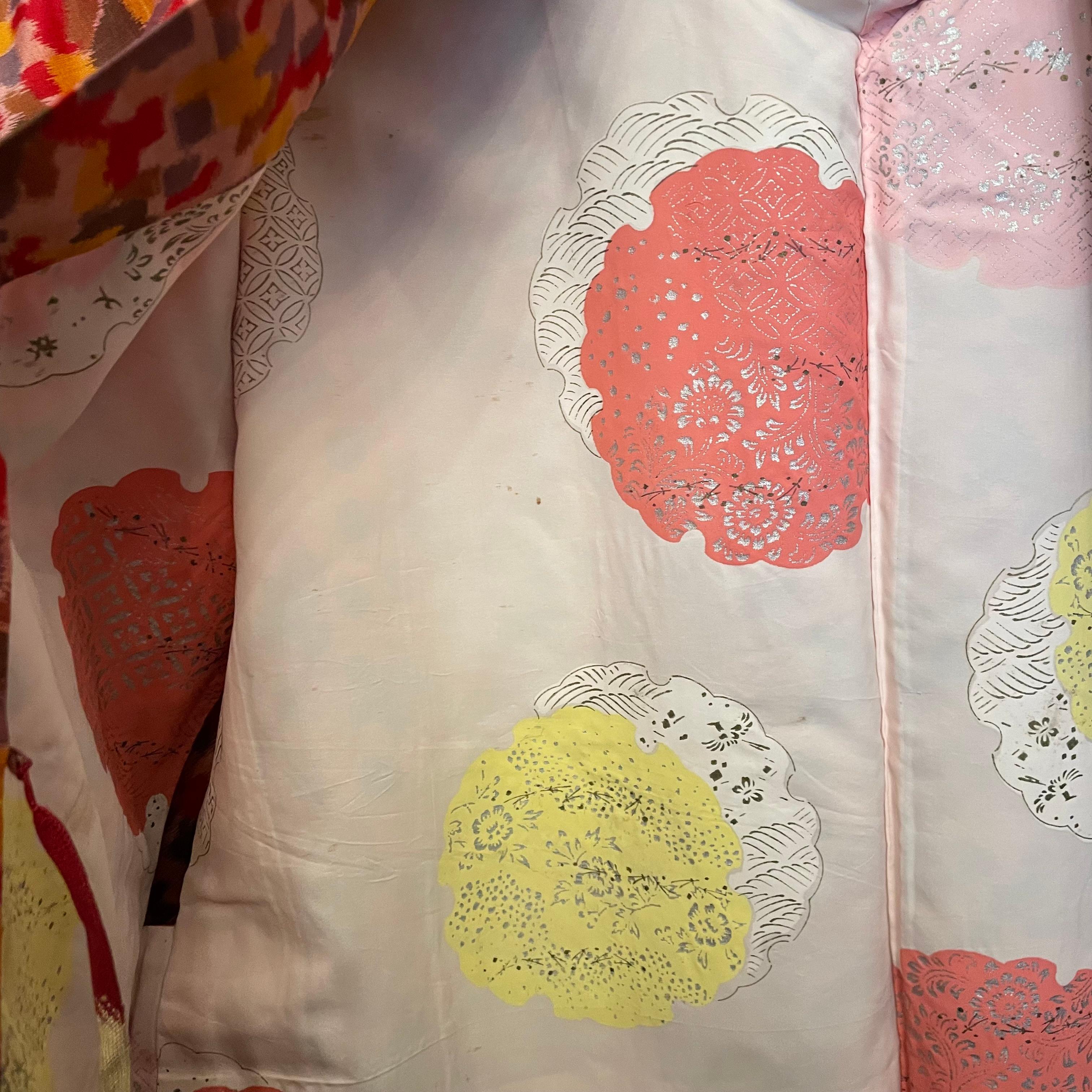 Japanese Silk Haori Jacket Colorful Polka-dots 1980s For Sale 2