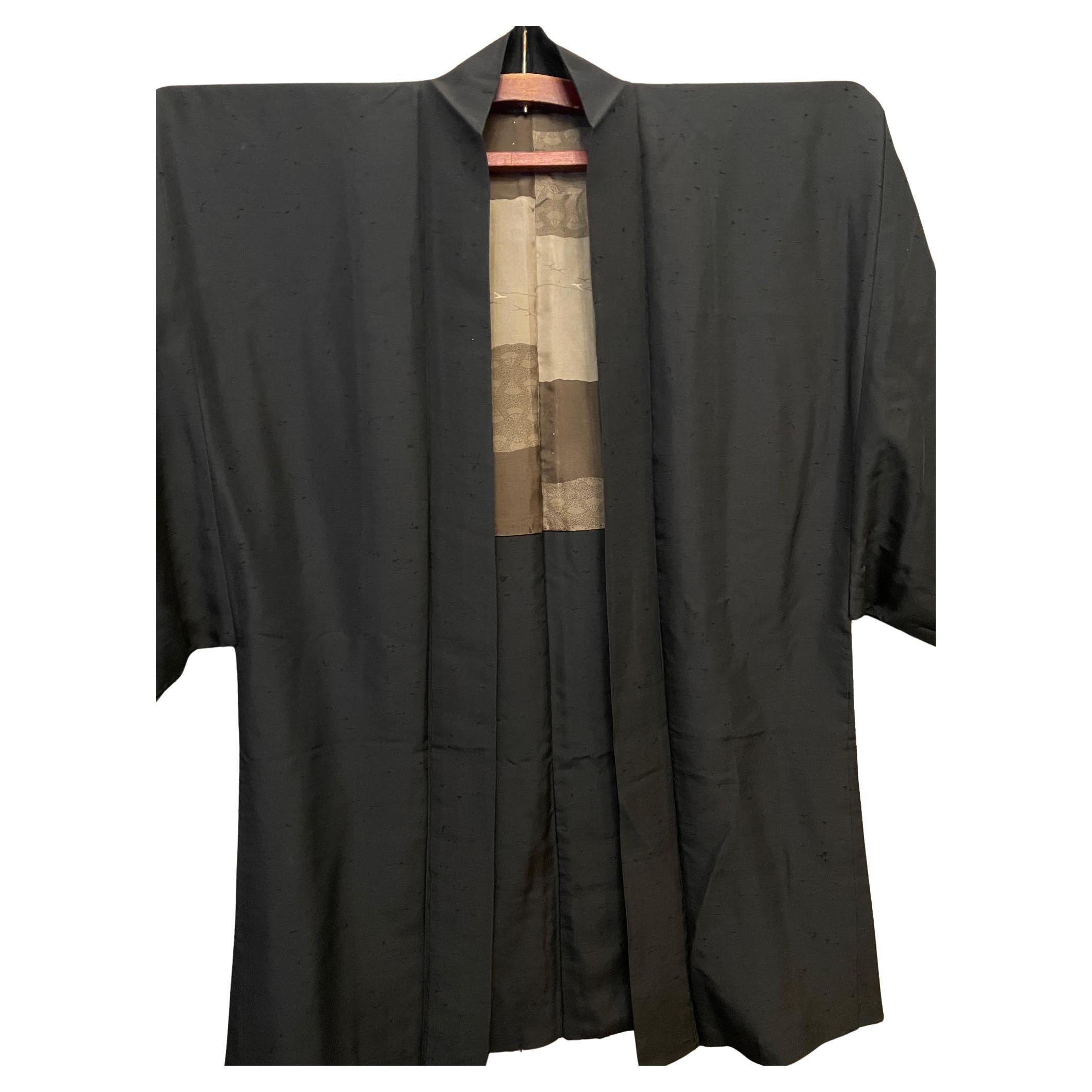 Japanese Silk Haori Jacket for Men 1950s Small Fans For Sale