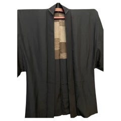 Japanese Silk Haori Jacket for Men 1950s Small Fans