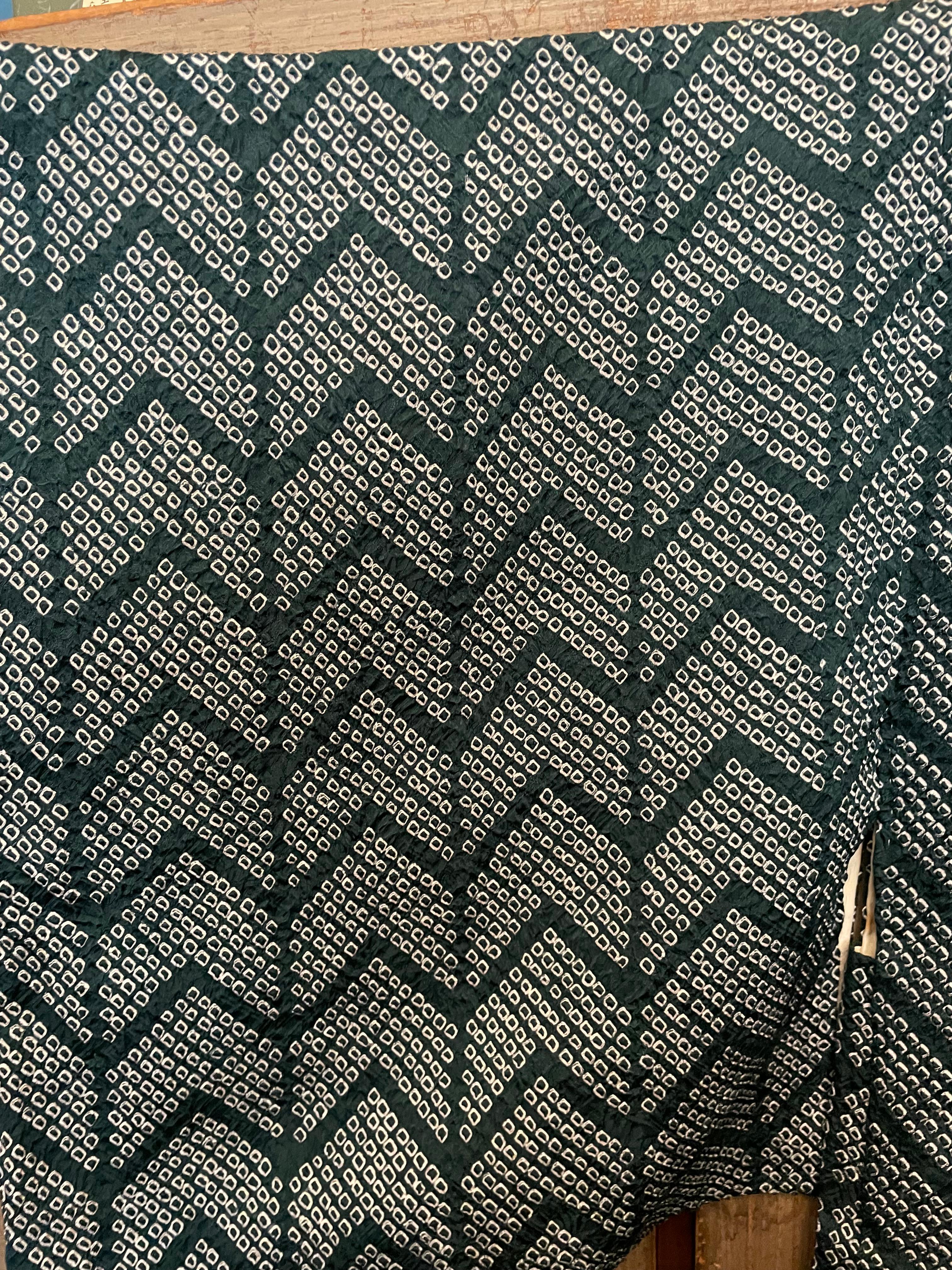 Giacca giapponese Haori in seta Shibori Verde anni 2000 Heisei in vendita 3
