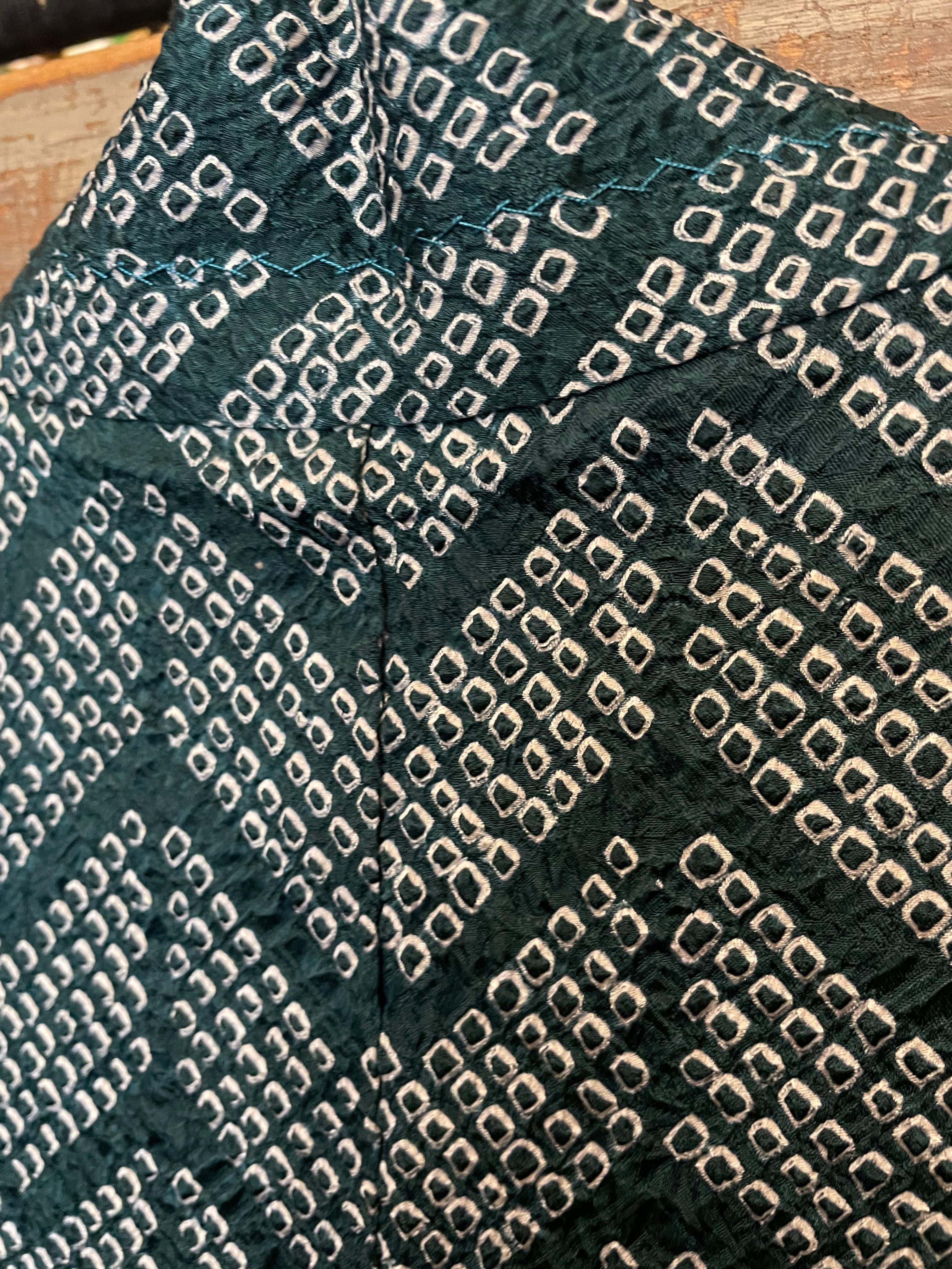 Giacca giapponese Haori in seta Shibori Verde anni 2000 Heisei in vendita 2