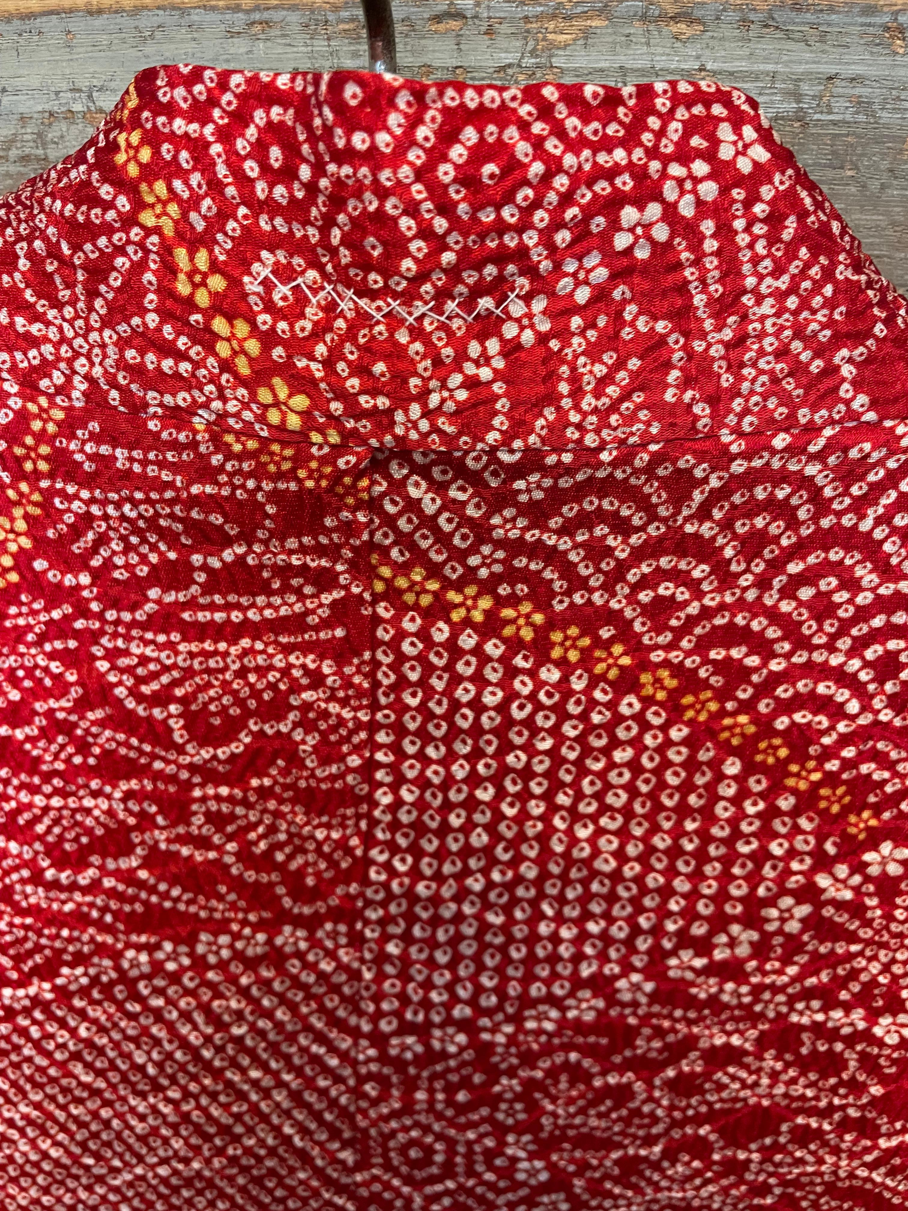 Giacca giapponese Haori in seta Shibori Rosso anni 2000 Heisei in vendita 4