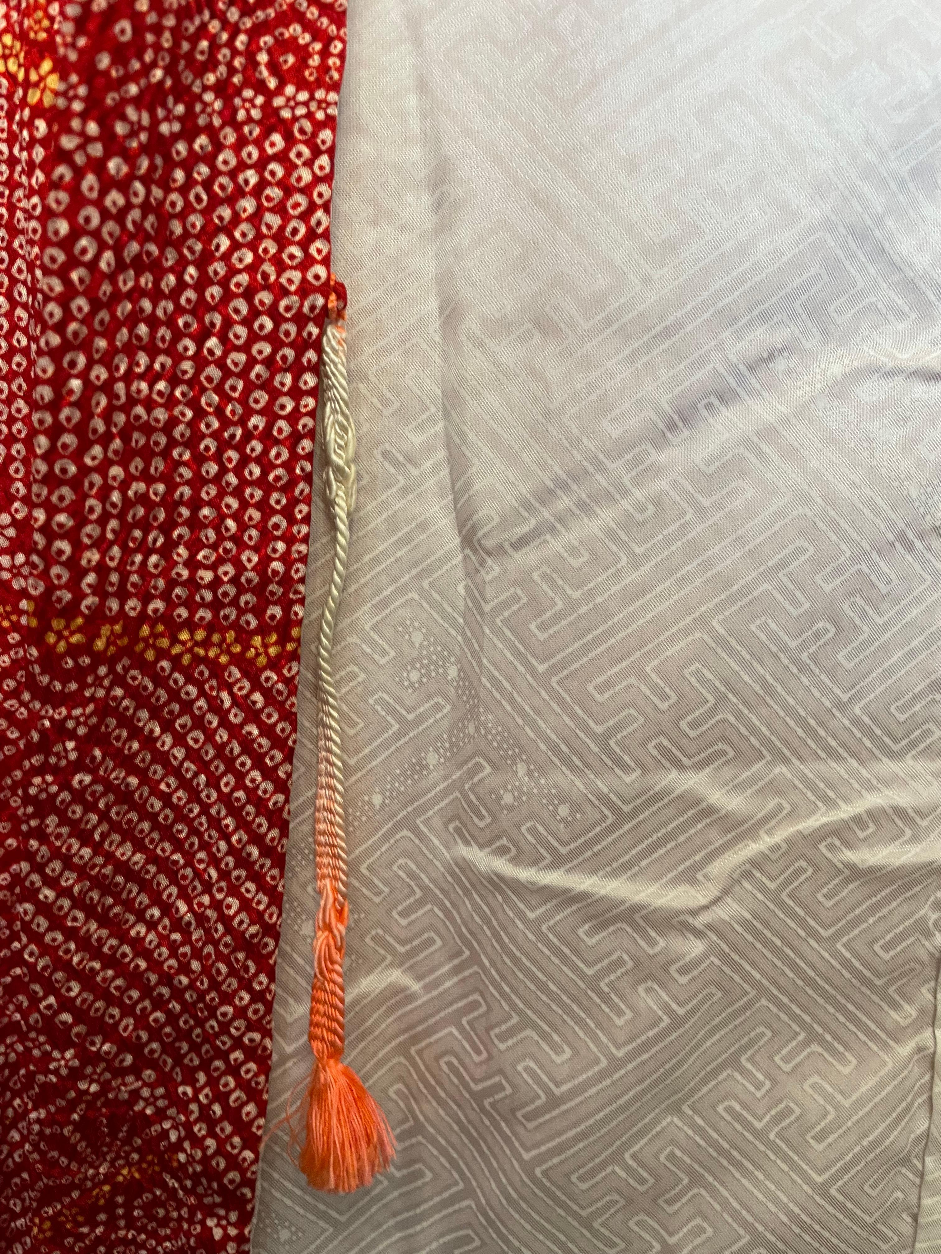 XXI secolo e contemporaneo Giacca giapponese Haori in seta Shibori Rosso anni 2000 Heisei in vendita