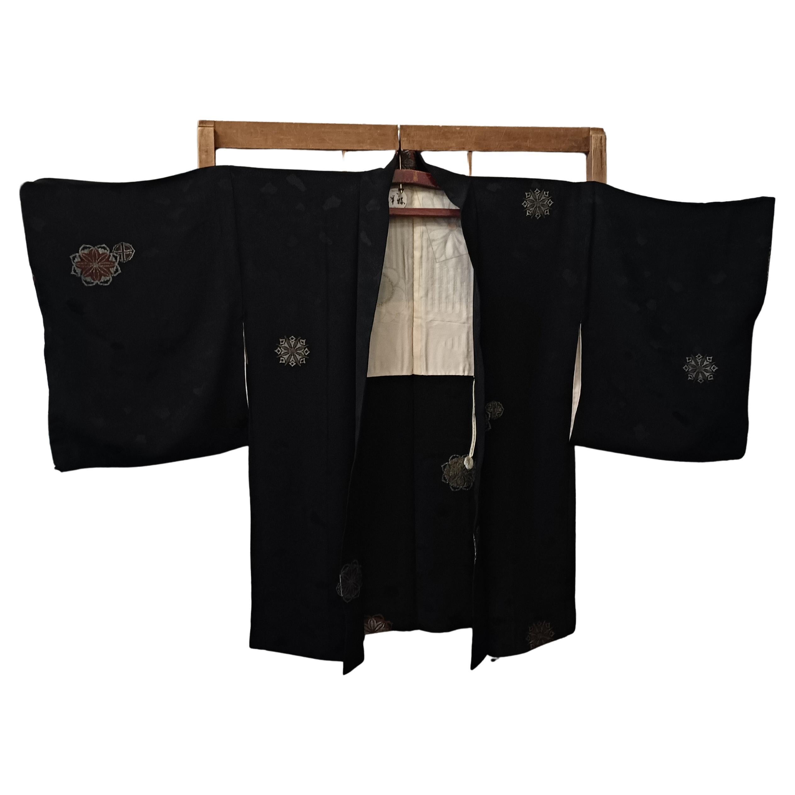 Chaqueta de seda japonesa HAORI negra