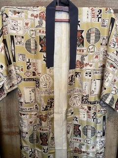 Japanese Silk Kimono for Men 1990s Showa Retro