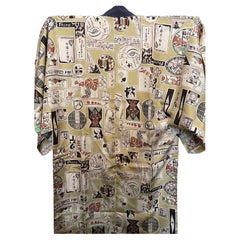 Japanischer Seidenkimono für Männer 1990er Showa Retro aus Seide