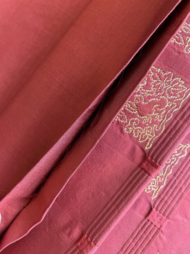 Japanese Silk Obi Belt/ Table Runner 1960s Dark Red For Sale at 1stDibs