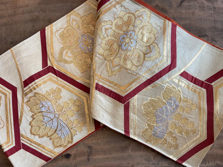 Japanese Silk Obi Kimono Belt / Table Runner, 1960s For Sale at 1stDibs
