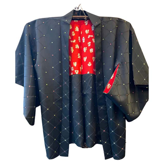 Japanese Silk Gray Haori Jacket Shibori Technique 1970s Showa For Sale ...