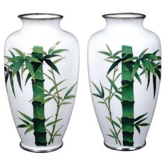 Japanese Silver and Cloisonne Enamel Bamboo Vase