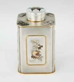 Japanisches Silber und Emaille Natsume - Teedose