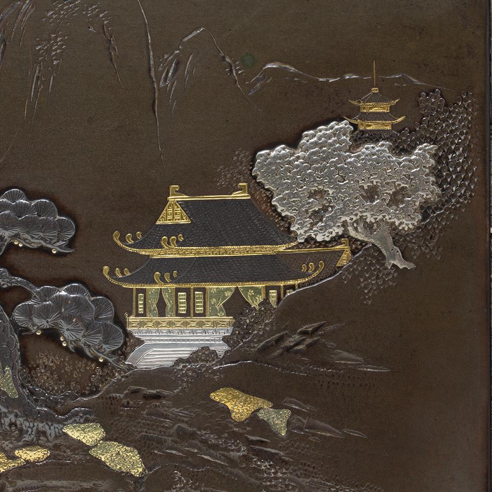 Scatola giapponese in argento e shibuichi di Hiroteru del periodo Meiji in vendita 4