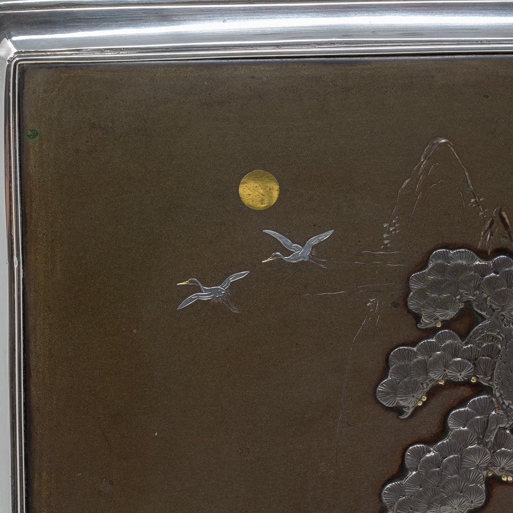Scatola giapponese in argento e shibuichi di Hiroteru del periodo Meiji in vendita 6