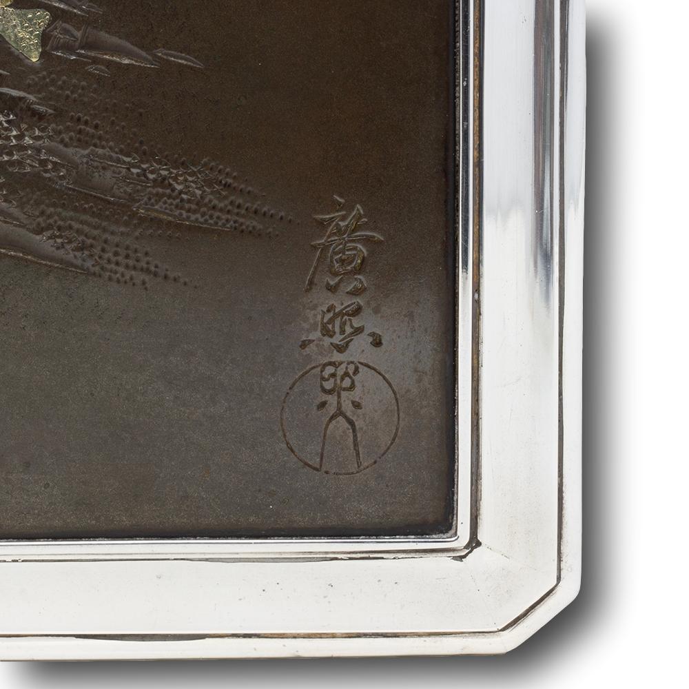 Scatola giapponese in argento e shibuichi di Hiroteru del periodo Meiji in vendita 8