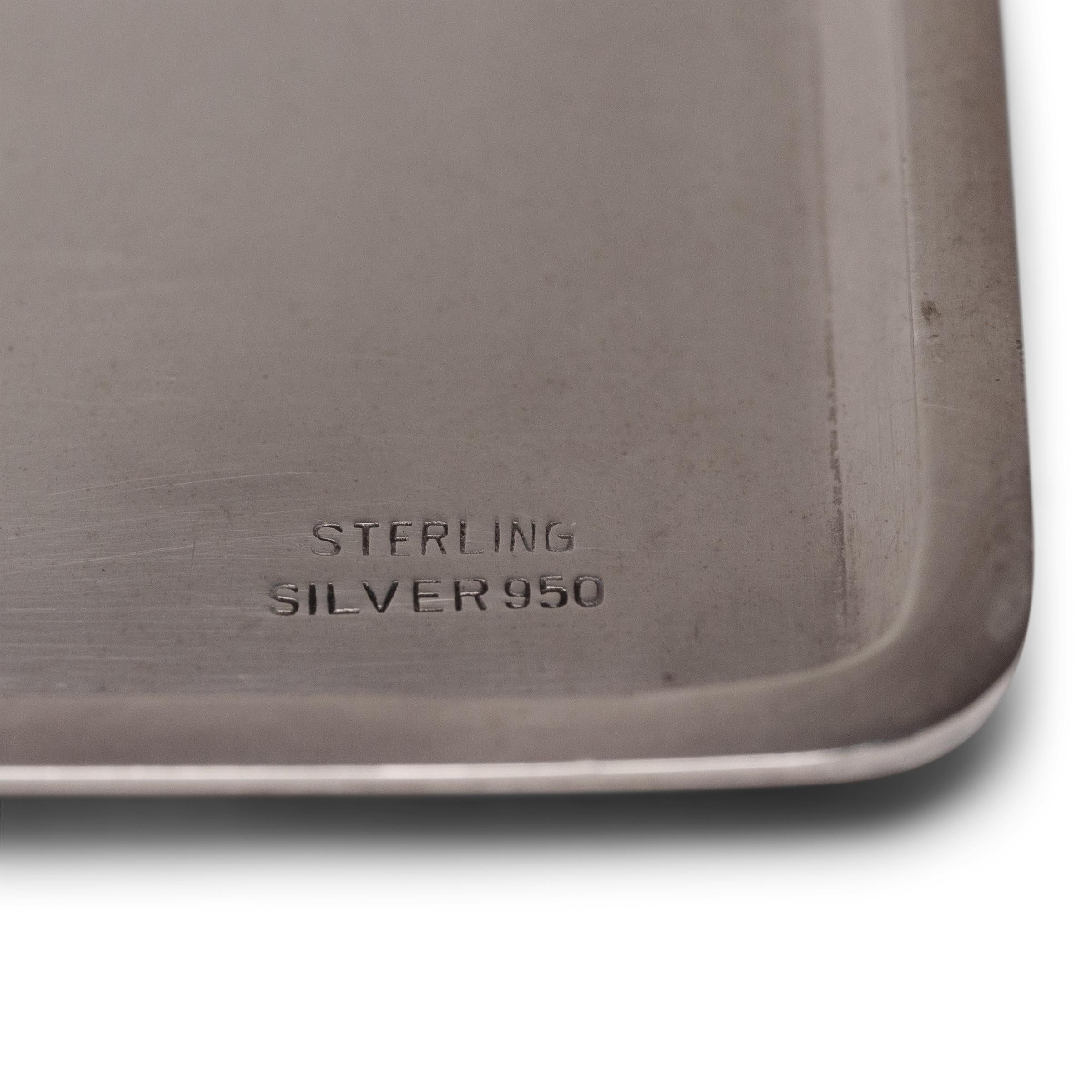 Japanese Silver Cigarette Case with Flower Cart Etching In Good Condition In Chicago, IL