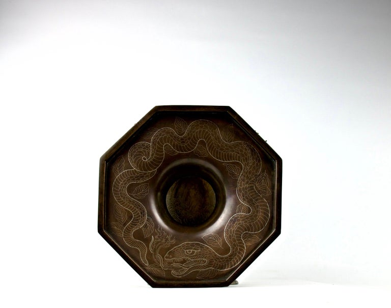 Japanese Silver Inlay Samuraï and Dragon Vase, Japan, 18th-19th Century ...