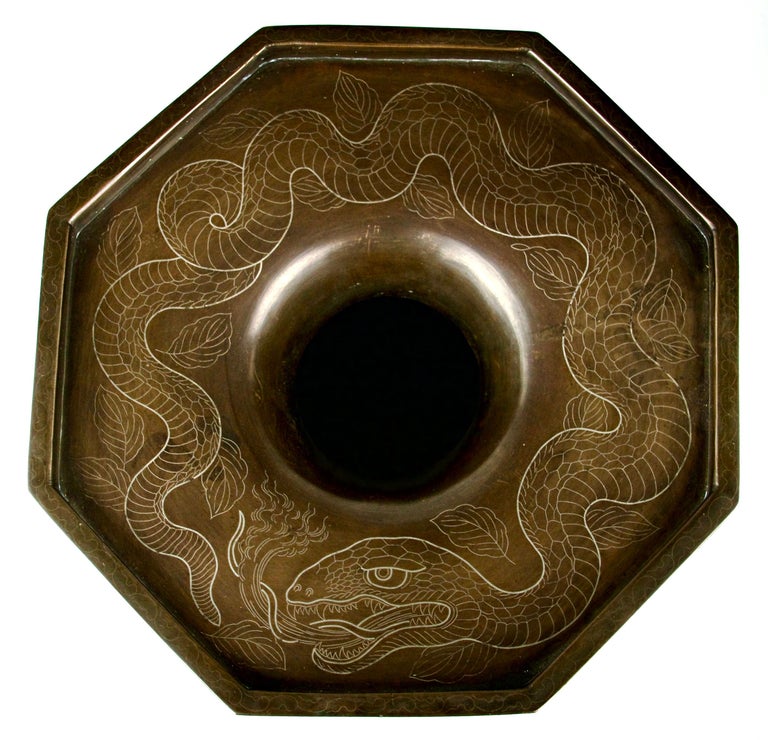 Japanese Silver Inlay Samuraï and Dragon Vase, Japan, 18th-19th Century ...