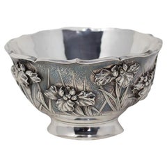 Japanese Silver Iris Bowl Meiji Period