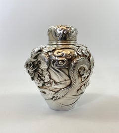 Japanische japanische Silber Natsume, Teedose, um 1890, Meiji-Periode
