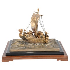 Japanese Silver Plate Takehiko Seki Lucky Treasure Ship