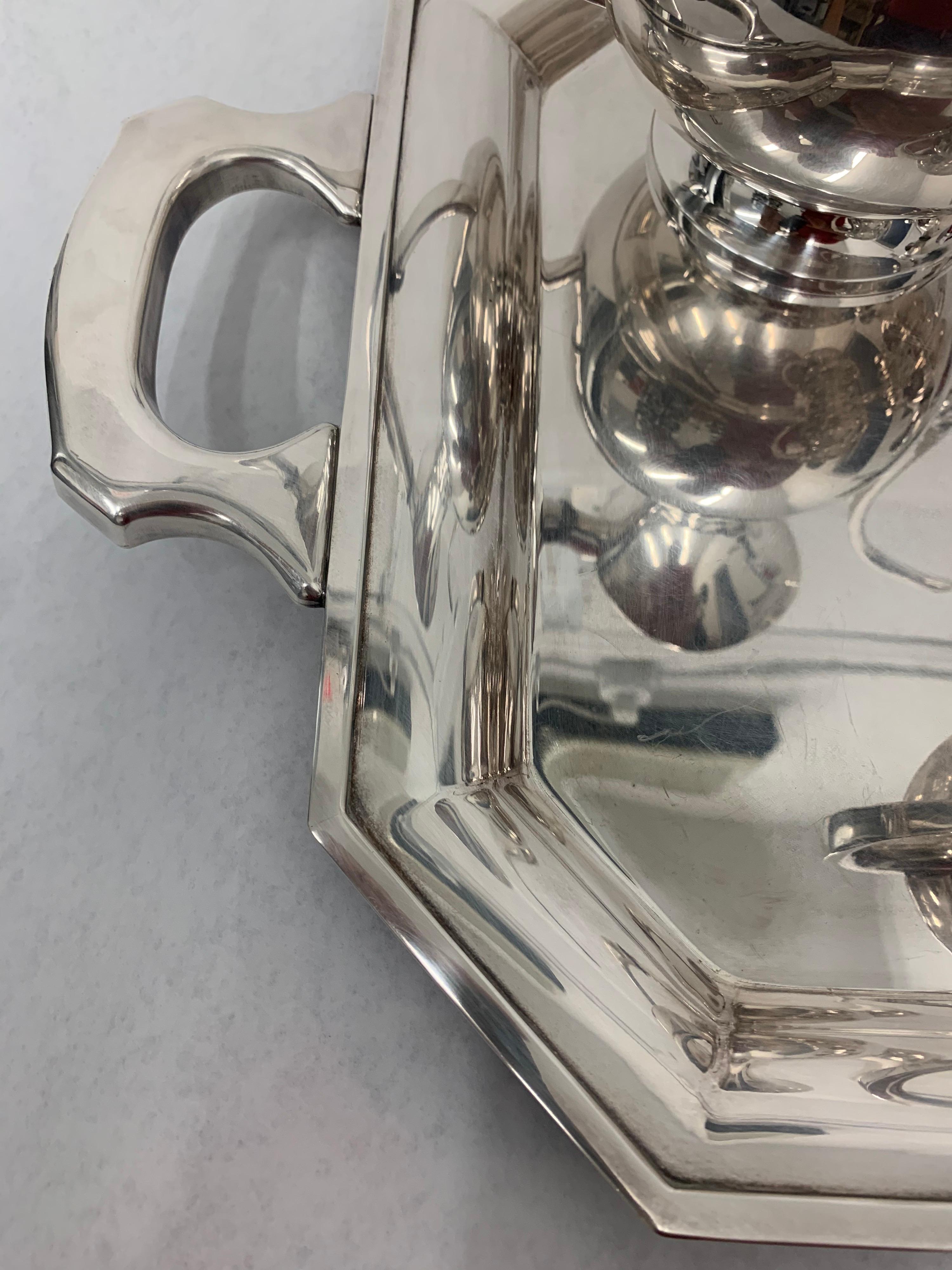 Japanese Silver Plated 5-Piece Coffee or Tea Set In Good Condition For Sale In East Hampton, NY
