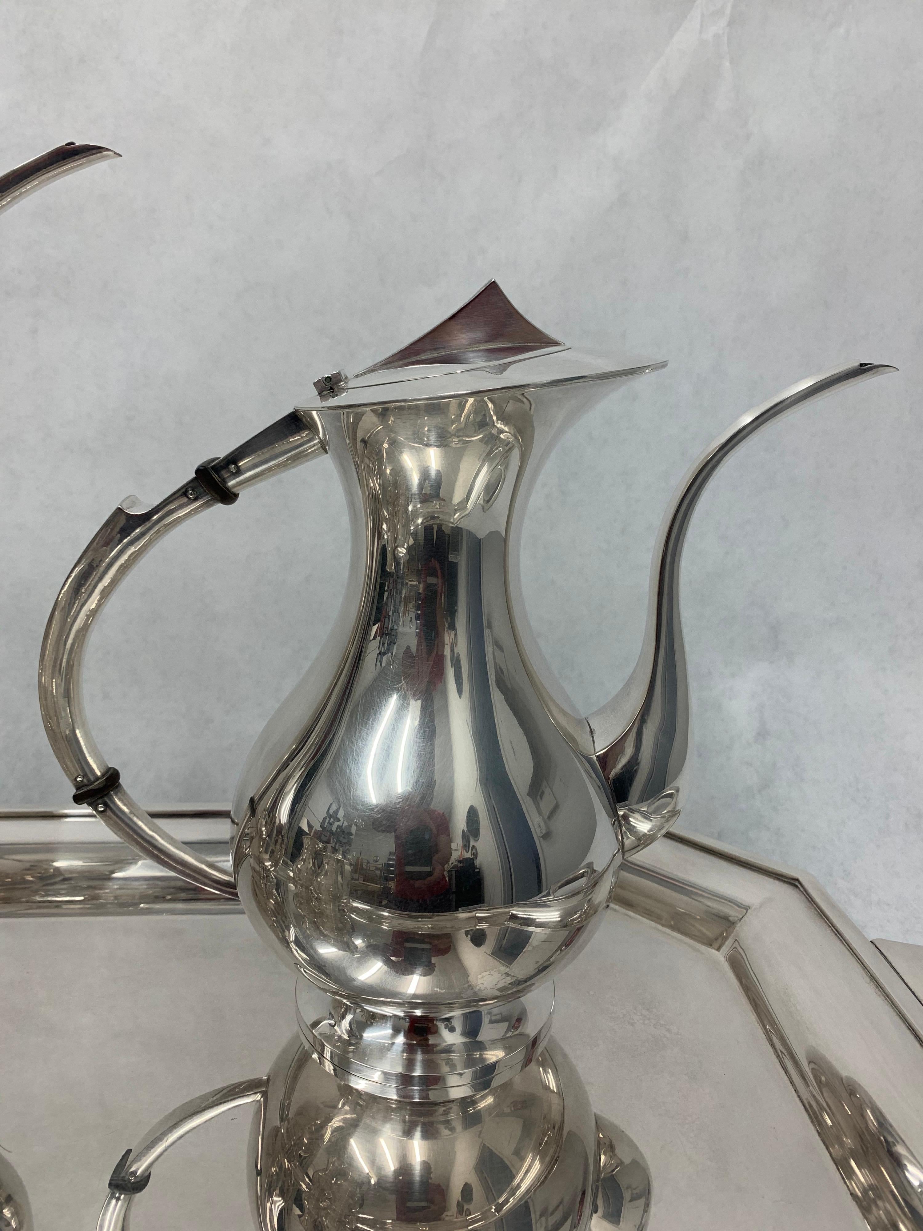 Mid-20th Century Japanese Silver Plated 5-Piece Coffee or Tea Set For Sale