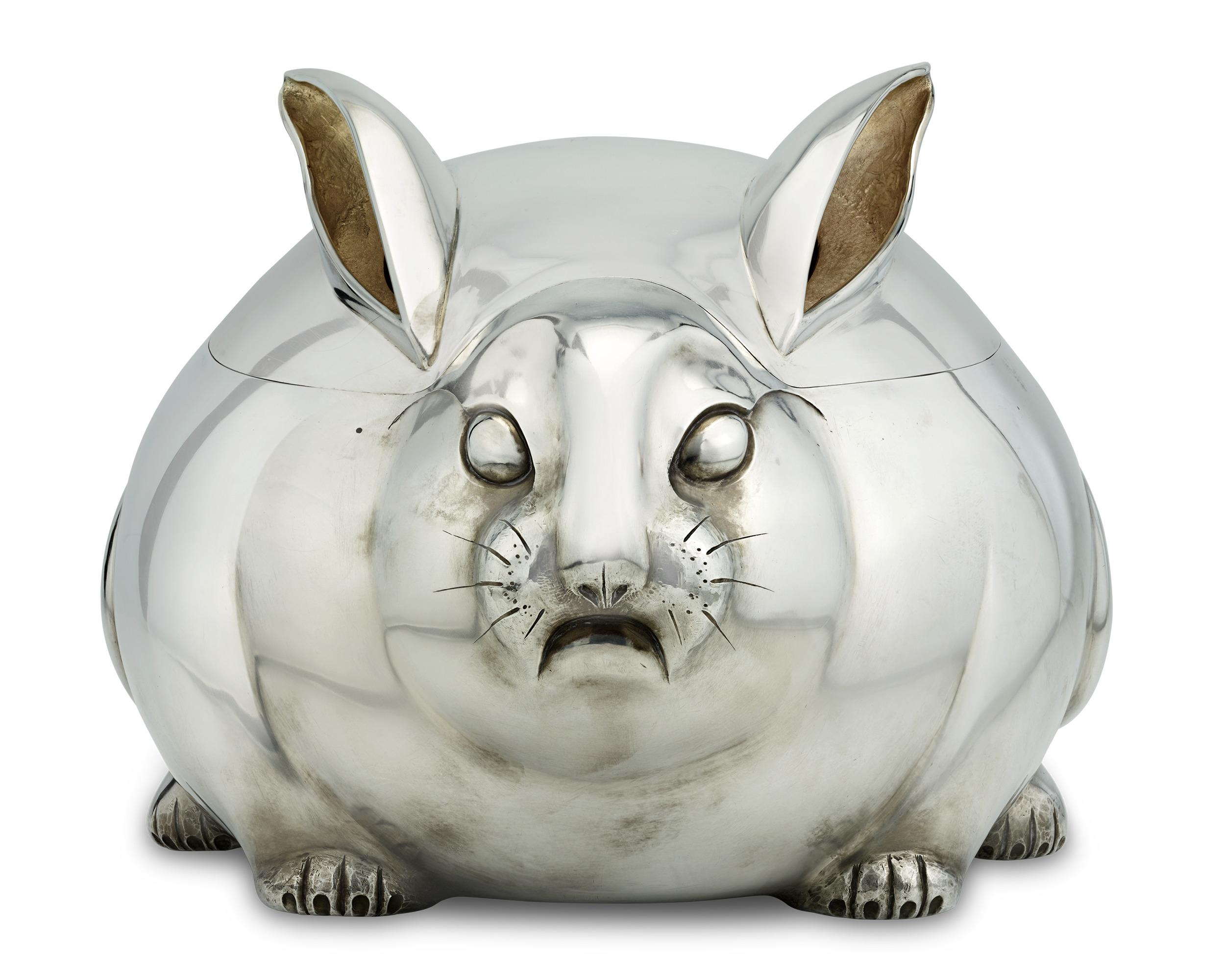 meiji silver rabbit hand warmer