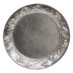 Japanese Silver Round Hand Hammered Tray, circa 1900