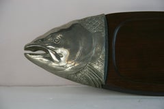 Japanese Fish wood and Brass Fish Shaped Serving Tray