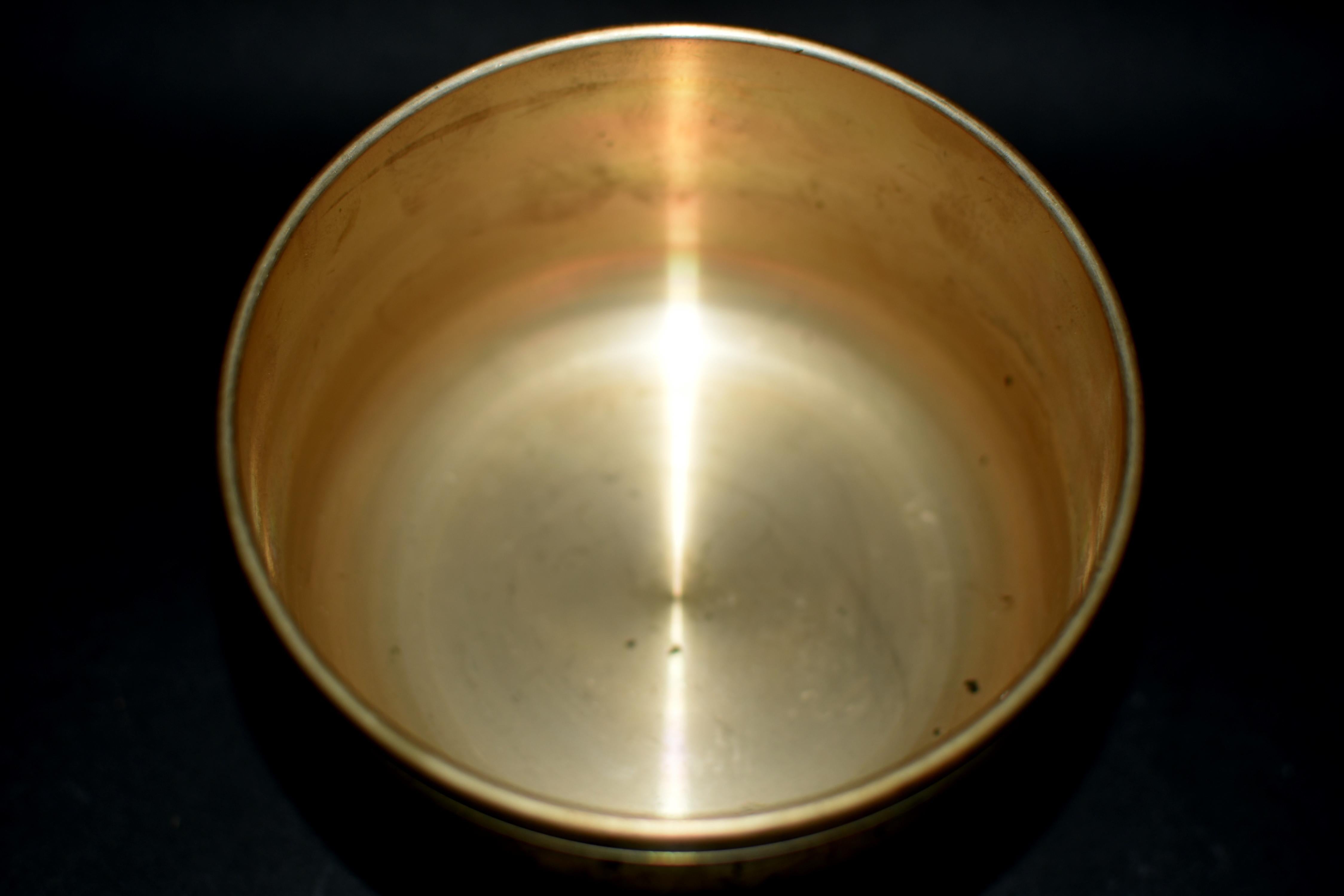 Hand-Crafted Japanese Singing Bowl Solid Brass Gold For Sale