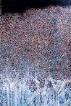 Japanese Single Wood Panel: Lacquered Wild Grasses