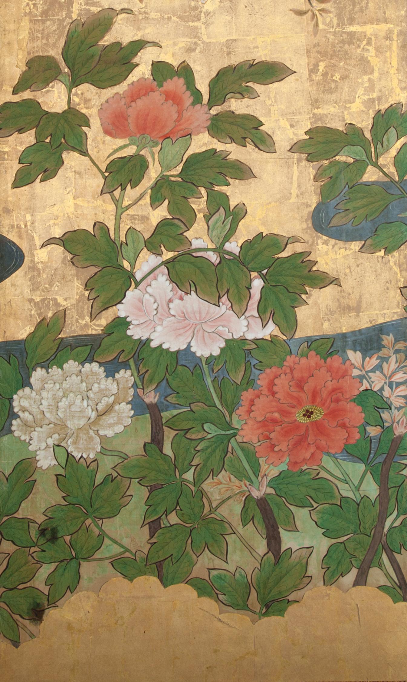 19th Century Japanese Six Panel Screen Cherry in Bloom in Flowering Spring