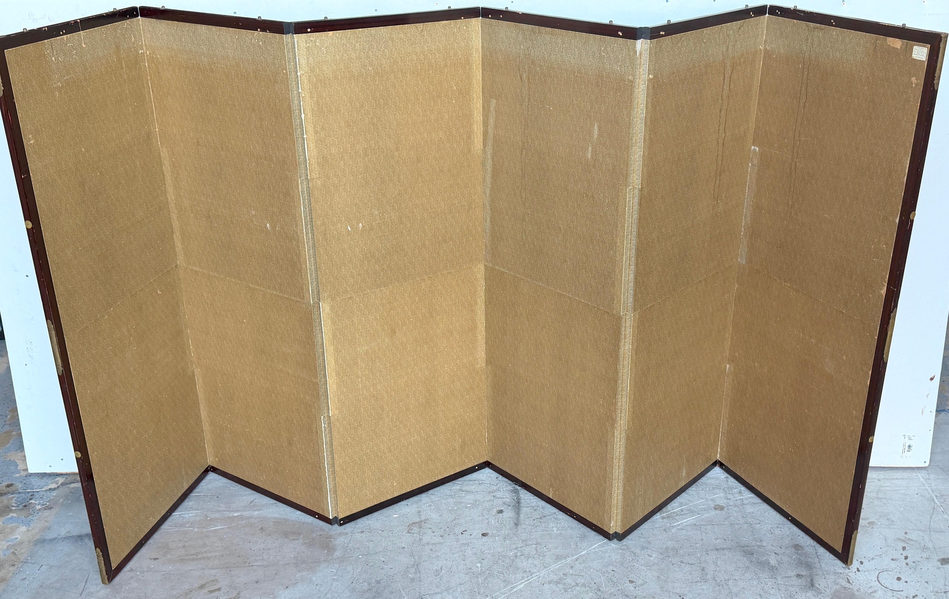 Byōbu/écran japonais à six panneaux représentant des kimonos et des obi drapés sur un Ikō Rac en vente 6