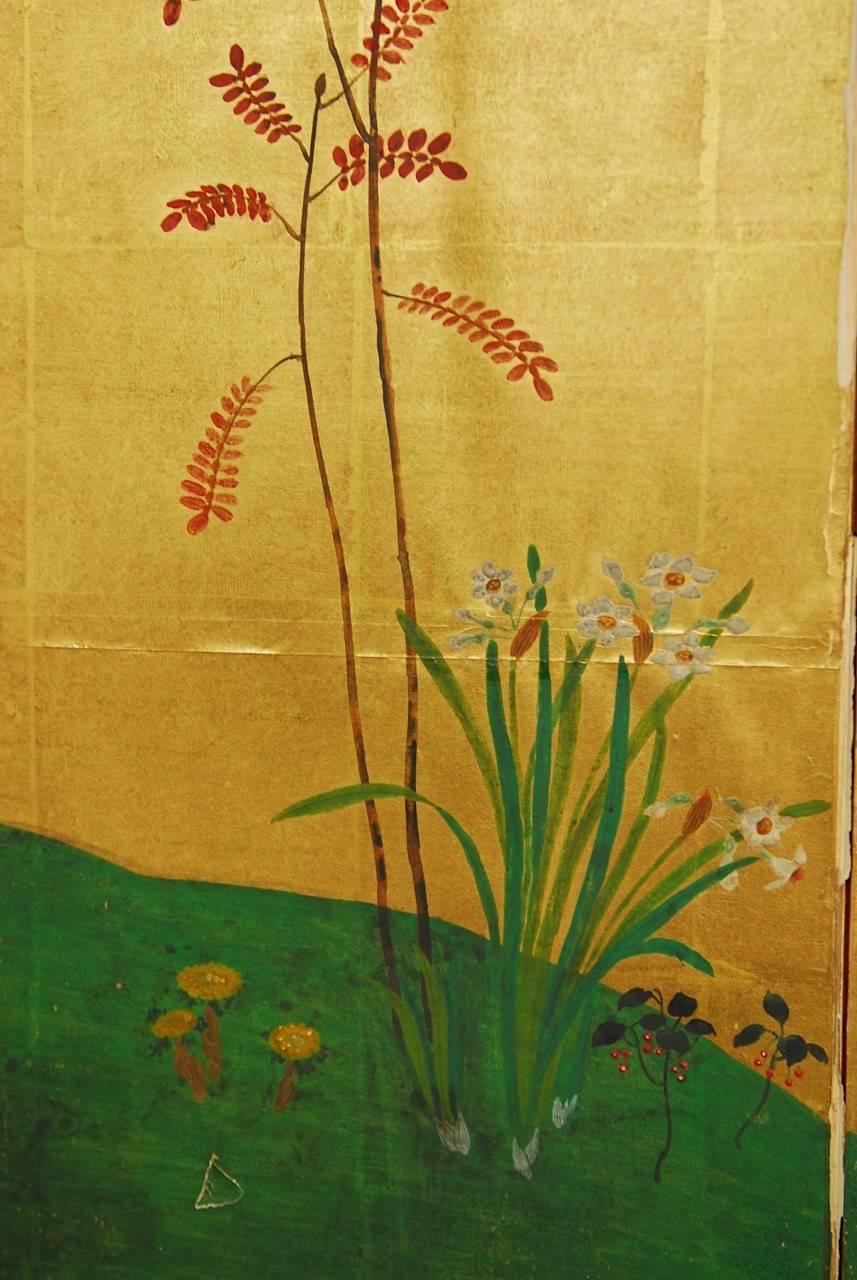 Japanese Six-Panel Byobu Screen Spring Floral and Fauna  3