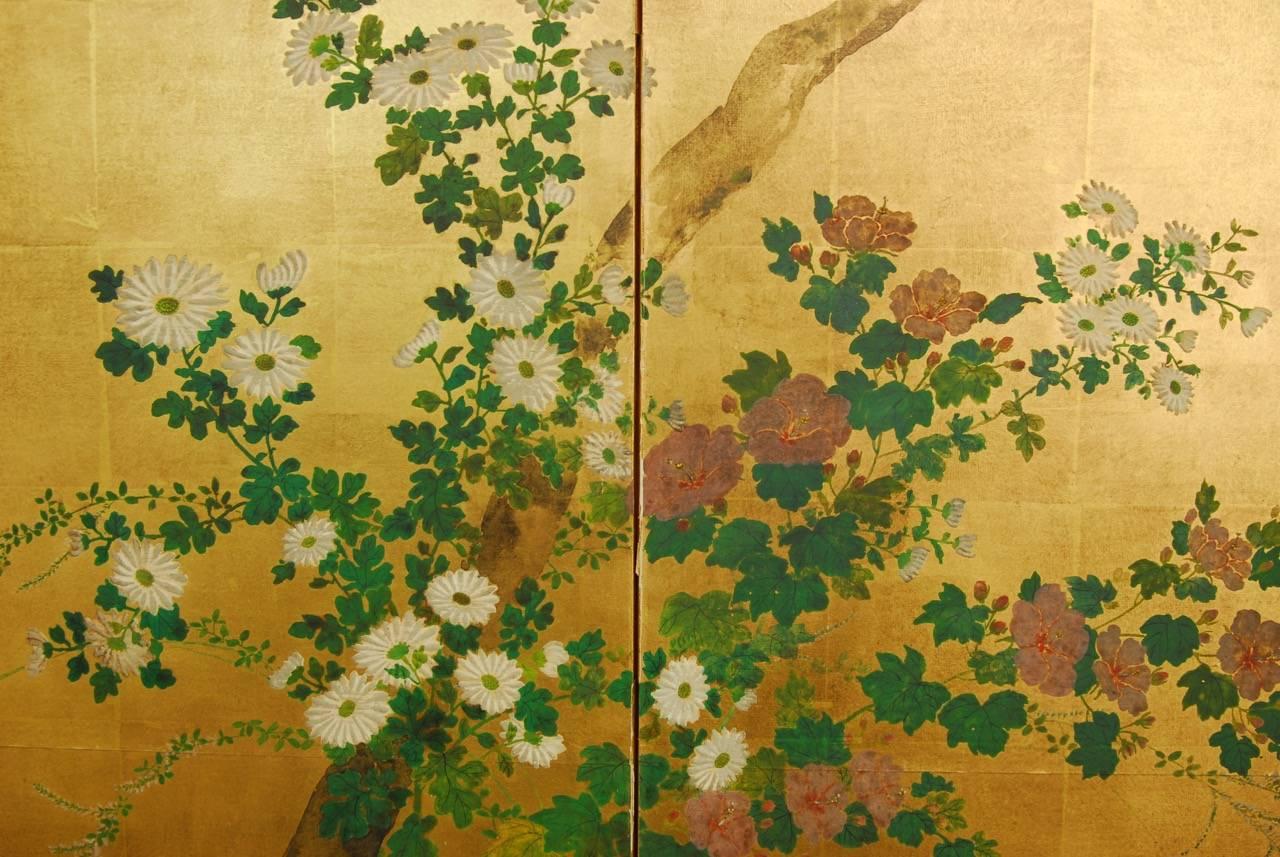 Japanese Six-Panel Byobu Screen Spring Floral and Fauna  2