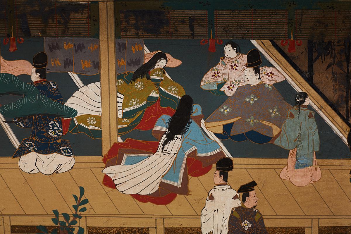 Japanese Six Panel Edo Period Style Tosa School Screen 3