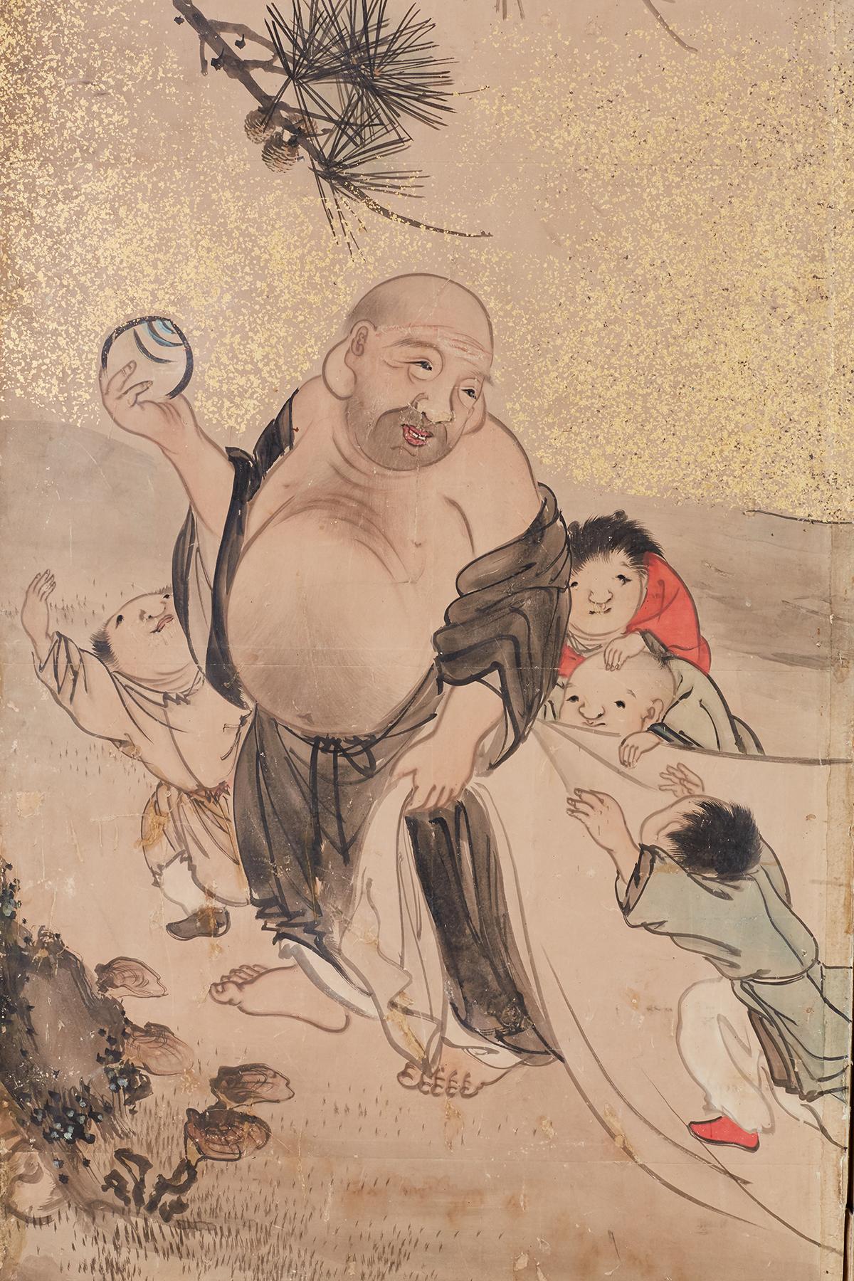 Japanese Six-Panel Edo Screen of Immortals with Children 6