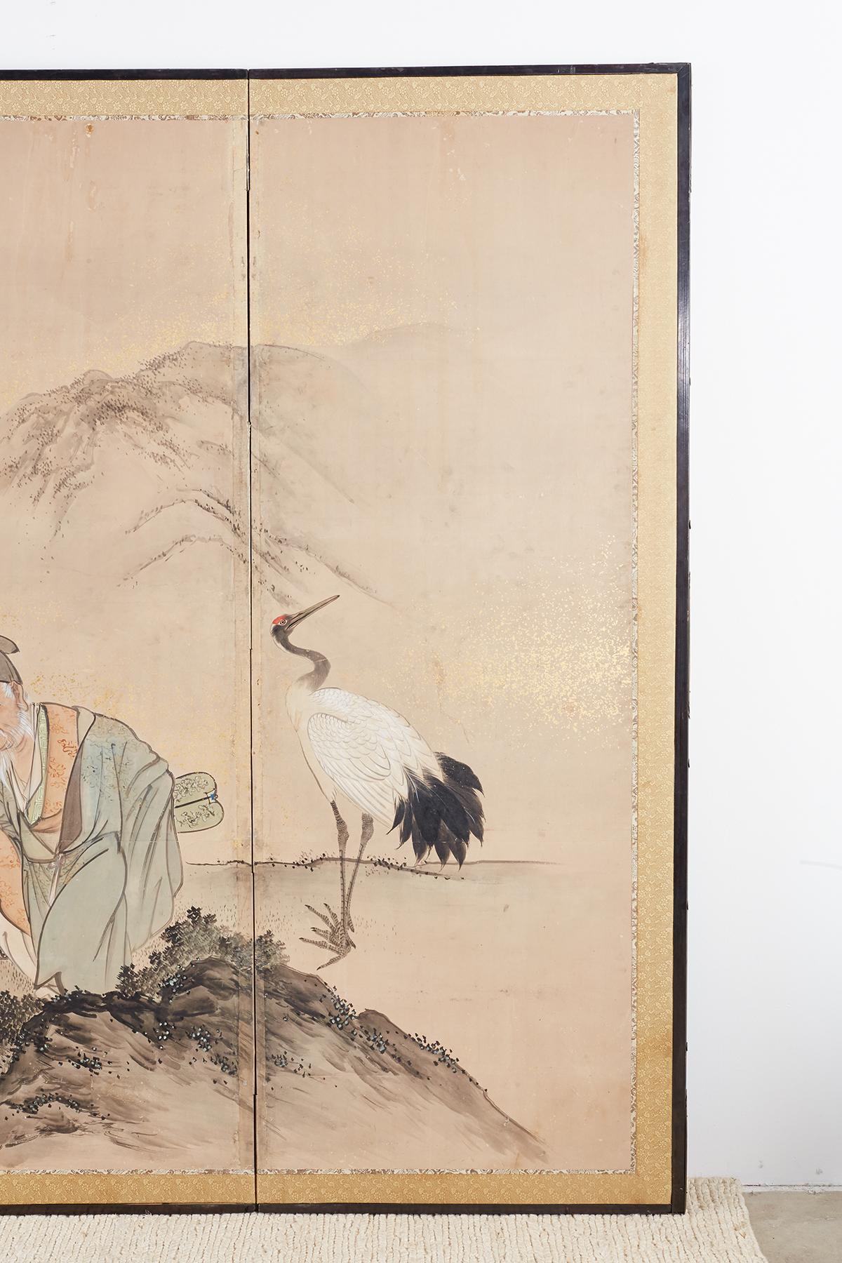 Japanese Six-Panel Edo Screen of Immortals with Children 1