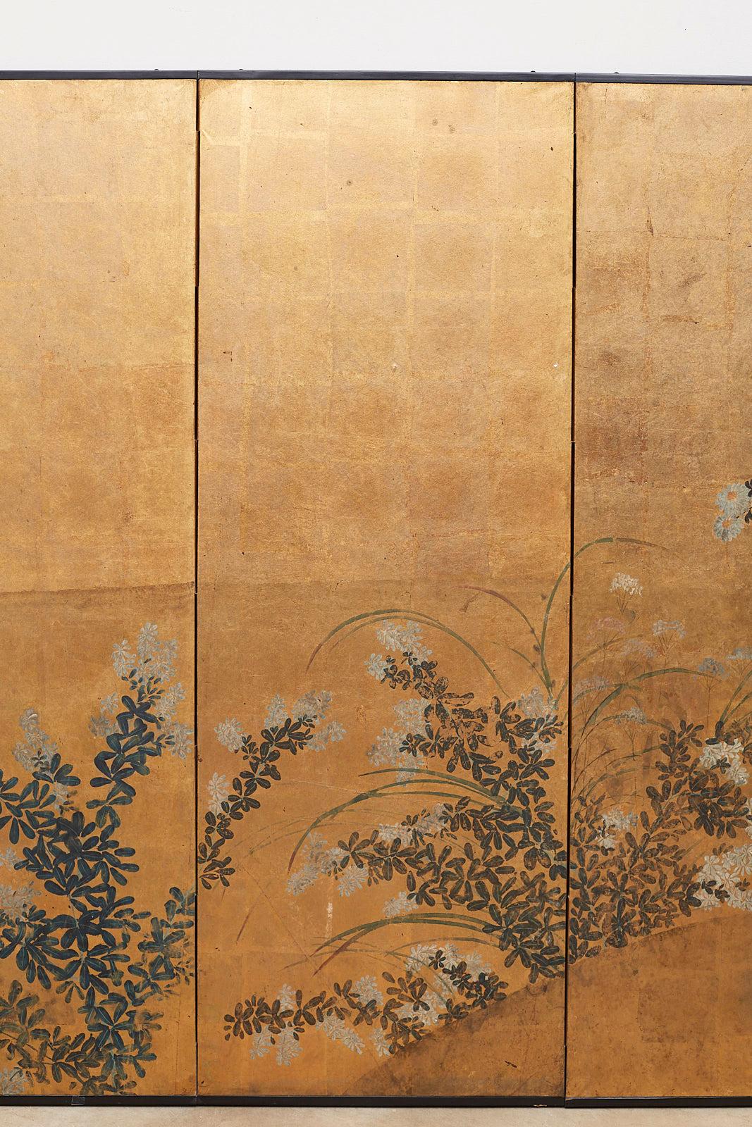 Japanese Six Panel Meiji Rimpa Screen after Tawaraya Sosetsu In Good Condition In Rio Vista, CA